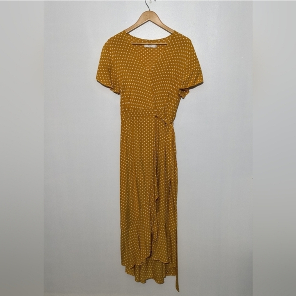 🔥 Gritty Soul High-low Polka Dot Mustard Wrap  Dress Size 3XL